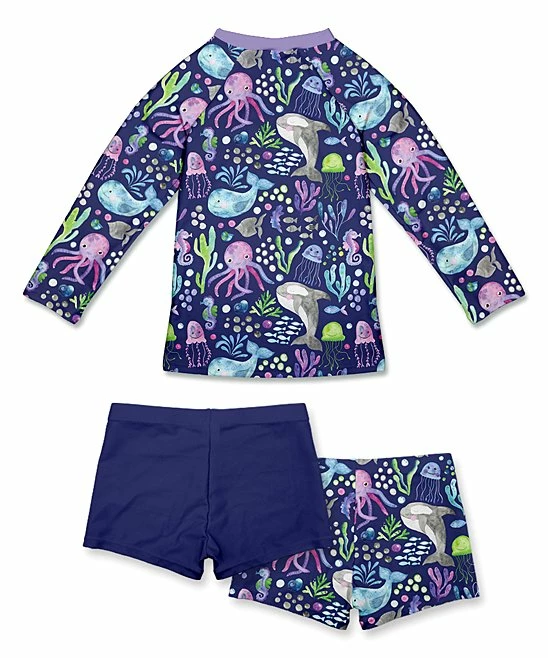 New π― Millie Loves Lily Dusty Navy & Pink Octopus Sea Long-Sleeve Rashguard Set - Toddler & π§ Girls For Kids π 3 New π― Millie Loves Lily Dusty Navy & Pink Octopus Sea Long-Sleeve Rashguard Set - Toddler & π§ Girls For Kids π - Image 3