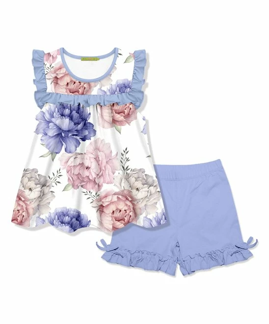 Top 10 π€© Millie+ By Millie Loves Lily White Blooming Floral Ruffle Sleeveless Top & Periwinkle Bow Shorts - π§ Girls For Kids π― 1 Top 10 π€© Millie+ By Millie Loves Lily White Blooming Floral Ruffle Sleeveless Top & Periwinkle Bow Shorts - π§ Girls For Kids π―