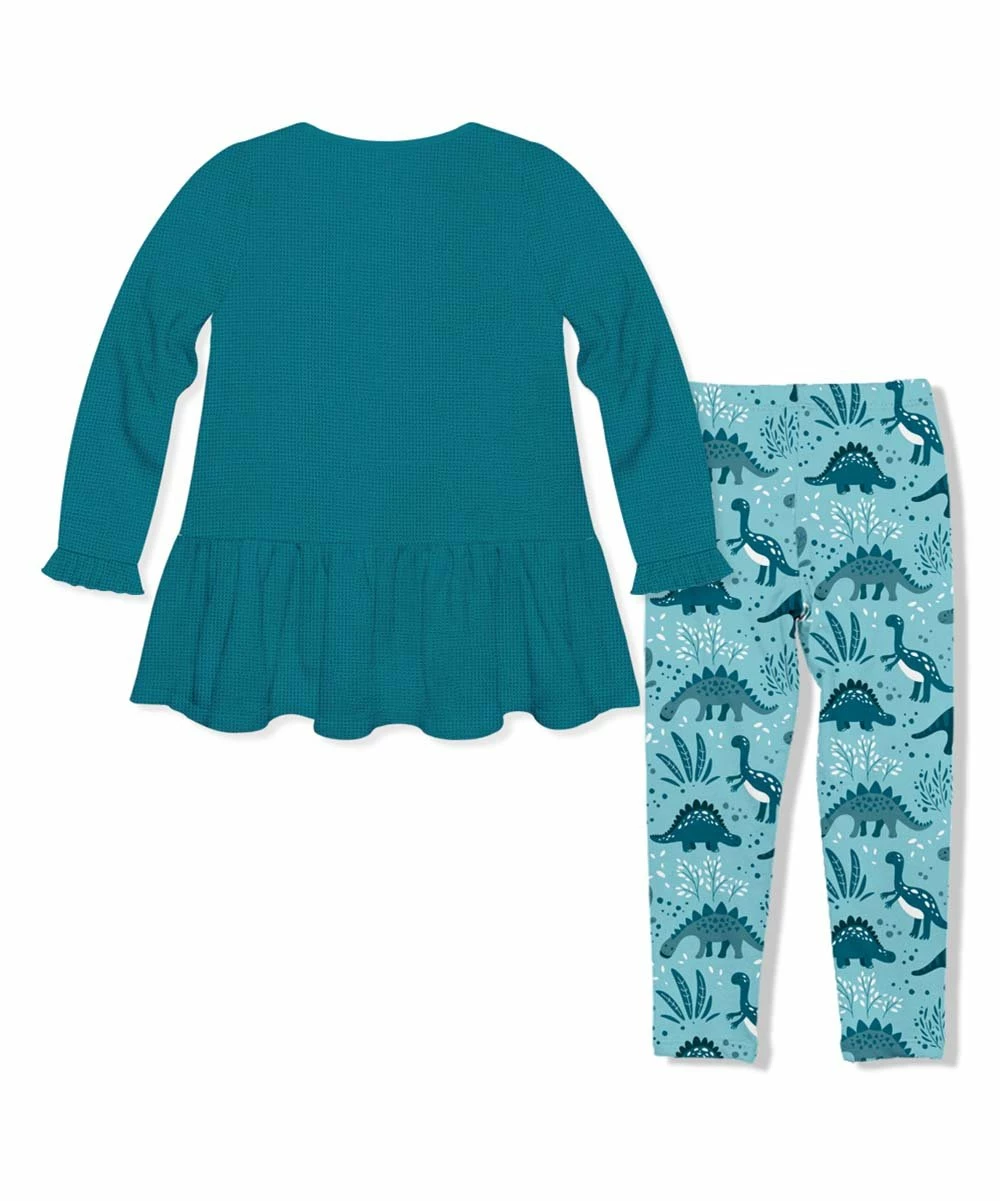 Best Pirce π― Millie Loves Lily Teal Button-Front Waffle-Knit Tunic & Blue Roaming Dino Leggings - Toddler & π§ Girls For Kids π 3 Best Pirce π― Millie Loves Lily Teal Button-Front Waffle-Knit Tunic & Blue Roaming Dino Leggings - Toddler & π§ Girls For Kids π - Image 3