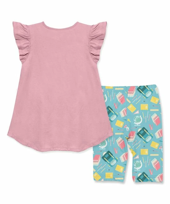 Top 10 π₯ Millie+ By Millie Loves Lily Dusty Pink Angel-Sleeve Hi-Low Top & Teal School Book Bike Shorts - π§ Girls For Kids π 3 Top 10 π₯ Millie+ By Millie Loves Lily Dusty Pink Angel-Sleeve Hi-Low Top & Teal School Book Bike Shorts - π§ Girls For Kids π - Image 3