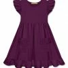 Budget 🔥 Simply Millie By Millie Loves Lily Plum Patch-Pocket Angel-Sleeve 👗 Dress - 👧 Girls For Kids ✔️