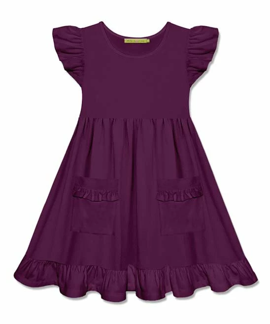 Budget π₯ Simply Millie By Millie Loves Lily Plum Patch-Pocket Angel-Sleeve π Dress - π§ Girls For Kids βοΈ 1 Budget π₯ Simply Millie By Millie Loves Lily Plum Patch-Pocket Angel-Sleeve π Dress - π§ Girls For Kids βοΈ