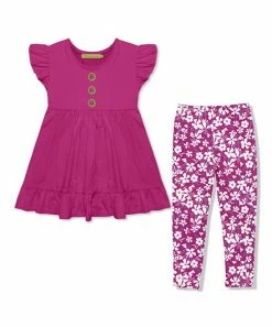 Cheapest ✔️ Millie Loves Lily Rose Angel-Sleeve Babydoll Top & Floral Wind Leggings - Toddler & 👧 Girls For Kids 👏