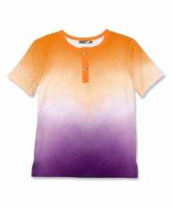 Discount 🤩 Millie & Maxx Orange & Purple Tie-Dye Henley - Boys For Kids 🛒