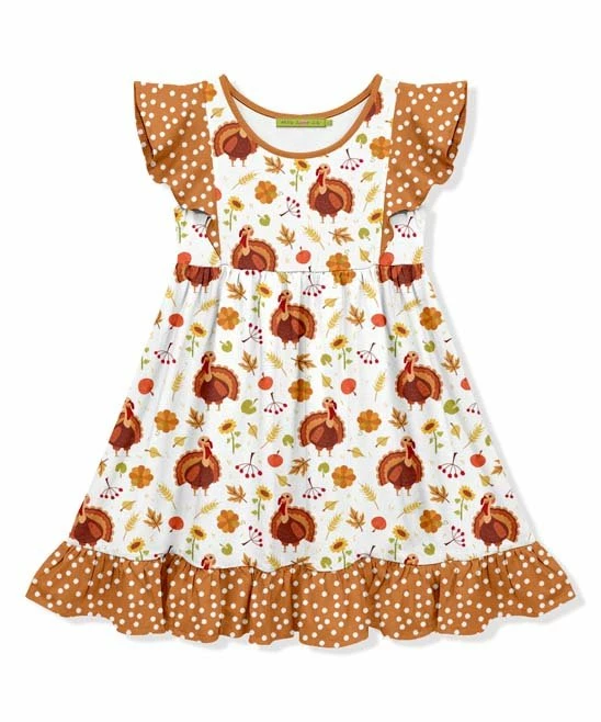 Best deal β€οΈ Millie Loves Lily White Twila Turkey Angel-Sleeve π Dress - π§ Girls For Kids π 1 Best deal β€οΈ Millie Loves Lily White Twila Turkey Angel-Sleeve π Dress - π§ Girls For Kids π