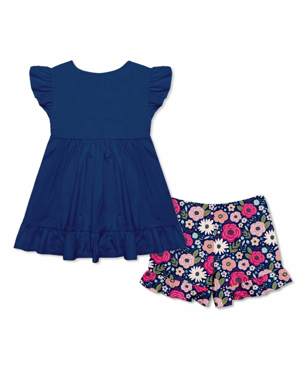 Best deal π Millie Loves Lily Navy Angel-Sleeve Top & Christie Roses Ruffle Shorts - π§ Girls For Kids π 3 Best deal π Millie Loves Lily Navy Angel-Sleeve Top & Christie Roses Ruffle Shorts - π§ Girls For Kids π - Image 3
