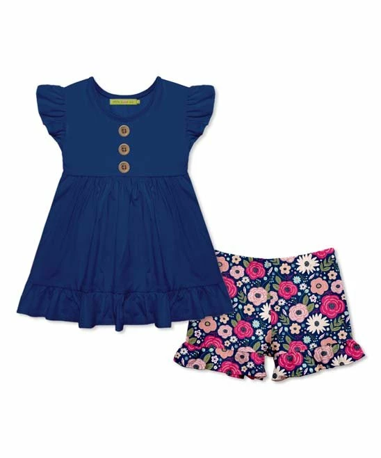 Best deal π Millie Loves Lily Navy Angel-Sleeve Top & Christie Roses Ruffle Shorts - π§ Girls For Kids π 1 Best deal π Millie Loves Lily Navy Angel-Sleeve Top & Christie Roses Ruffle Shorts - π§ Girls For Kids π