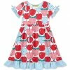 New 🧨 Millie Loves Lily White & Red Apple Annie Bow-Sleeve A-Line 👗 Dress - 👧 Girls For Kids 💯