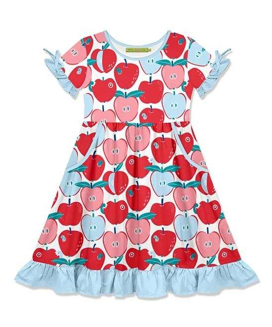New 𧨠Millie Loves Lily White & Red Apple Annie Bow-Sleeve A-Line π Dress - π§ Girls For Kids π― 1 New 𧨠Millie Loves Lily White & Red Apple Annie Bow-Sleeve A-Line π Dress - π§ Girls For Kids π―
