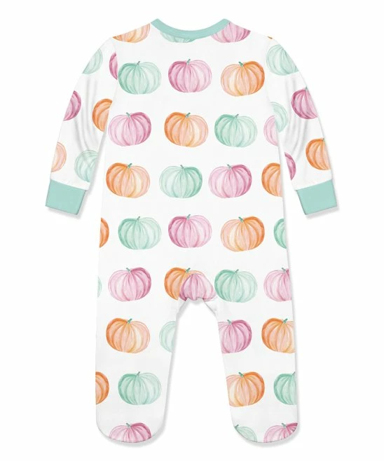 Budget π Little Millie White & Mint Pastel Pumpkins Ruffle-Trim Footie - Infant For Baby & Maternity π₯ 3 Budget π Little Millie White & Mint Pastel Pumpkins Ruffle-Trim Footie - Infant For Baby & Maternity π₯ - Image 3