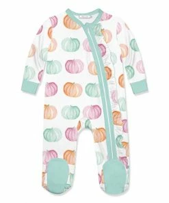 Budget 😉 Little Millie White & Mint Pastel Pumpkins Ruffle-Trim Footie - Infant For Baby & Maternity 🔥