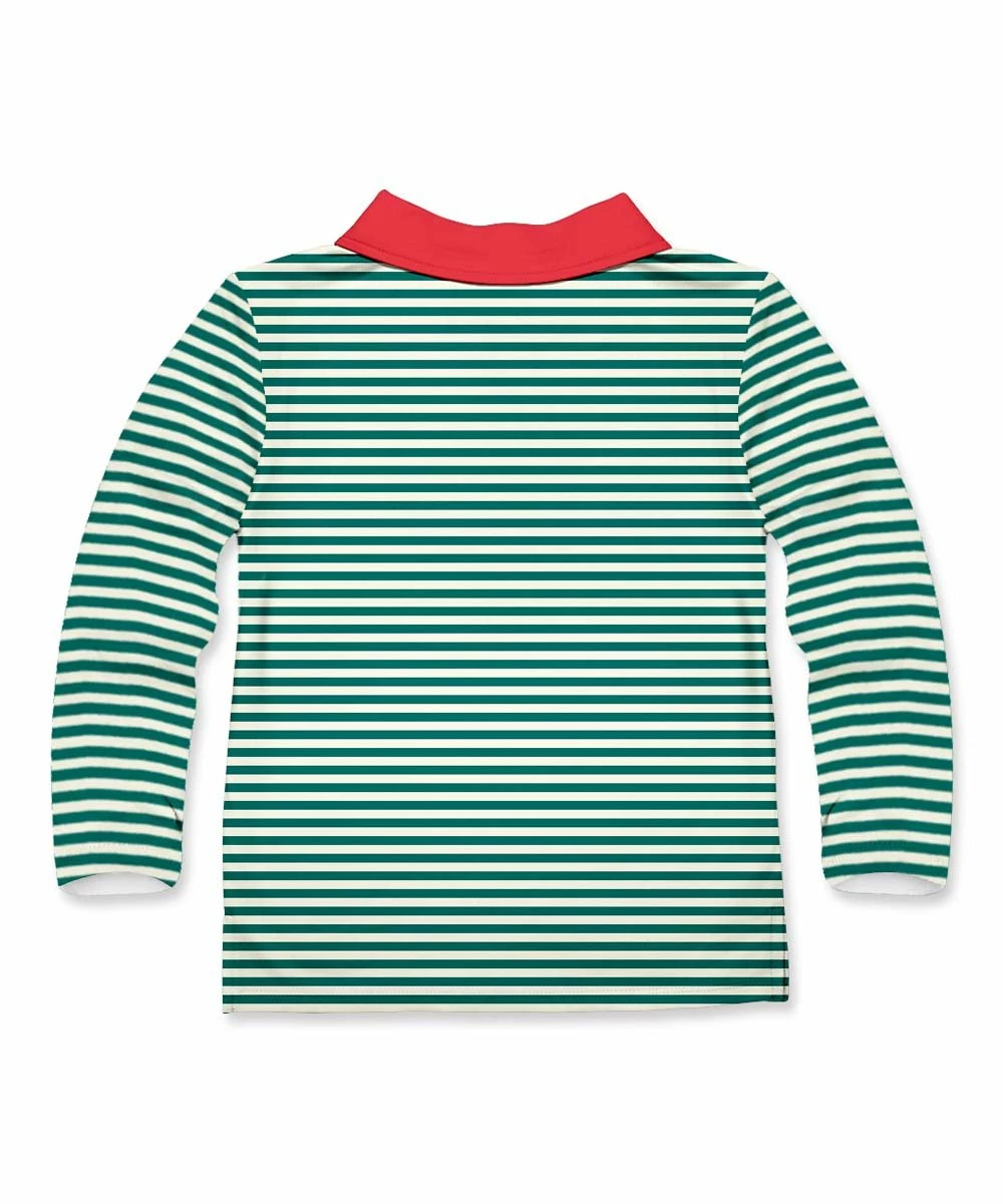 Outlet π Millie & Maxx Ivy Green & White Stripe Nutcracker Long-Sleeve Polo - Toddler & Boys For Kids π 3 Outlet π Millie & Maxx Ivy Green & White Stripe Nutcracker Long-Sleeve Polo - Toddler & Boys For Kids π - Image 3