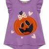 Best deal 👍 Millie Loves Lily Purple & Orange Jack-o'-Lantern Angel-Sleeve Hi-Low Top - Toddler & 👧 Girls For Kids 🎉