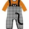 Deals 💯 Little Millie Orange & Black Dot Cat Ruffle-Trim Playsuit - Infant For Baby & Maternity 💯