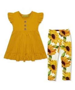 Top 10 👏 Millie Loves Lily Marigold Angel-Sleeve Babydoll Top & Sunflower Leggings - 👧 Girls For Kids ⭐
