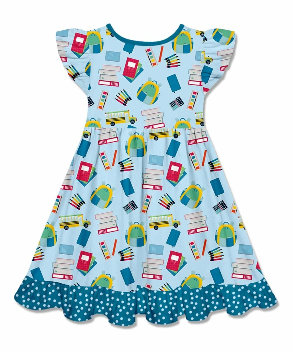 Best deal π Millie Loves Lily Light Blue School Supplies Patch-Pocket Angel-Sleeve π Dress - Toddler & π§ Girls For Kids π 3 Best deal π Millie Loves Lily Light Blue School Supplies Patch-Pocket Angel-Sleeve π Dress - Toddler & π§ Girls For Kids π - Image 3