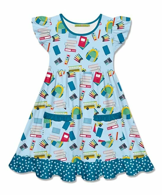 Best deal π Millie Loves Lily Light Blue School Supplies Patch-Pocket Angel-Sleeve π Dress - Toddler & π§ Girls For Kids π 1 Best deal π Millie Loves Lily Light Blue School Supplies Patch-Pocket Angel-Sleeve π Dress - Toddler & π§ Girls For Kids π