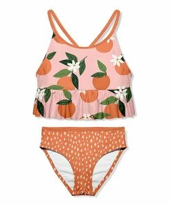 Best reviews of 🤩 Millie Loves Lily Light Pink & Orange Peaches Ruffle-Trim Tankini Top & Bottoms - Infant, Toddler & 👧 Girls For Kids 🥰