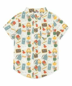 Cheap 👏 Millie & Maxx Khaki School Bag Short-Sleeve Button-Up - Boys For Kids 💯