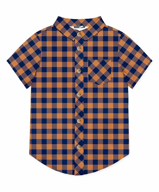 Hot Sale π Millie & Maxx Navy & Rust Gingham Short-Sleeve Button-Up - Boys For Kids π 1 Hot Sale π Millie & Maxx Navy & Rust Gingham Short-Sleeve Button-Up - Boys For Kids π