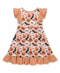 Cheap 😀 Millie Loves Lily Peach Pumpkins & Friends Angel-Sleeve 👗 Dress - 👧 Girls For Kids ⌛ -Little Millie-shop zu107378165 alt 2 tm1658257424