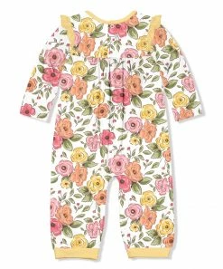 Promo 🥰 Little Millie White & Yellow French Floral Ruffle-Trim Playsuit - Infant & Toddler For Kids 🔥 -Little Millie-shop zu107411213 alt 2 tm1657805664