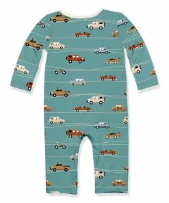 Cheap 🔔 Little Millie Nile Blue Cars Button-Front Playsuit - Infant & Toddler For Baby & Maternity 🛒 -Little Millie-shop zu107411380 alt 2 tm1657805664