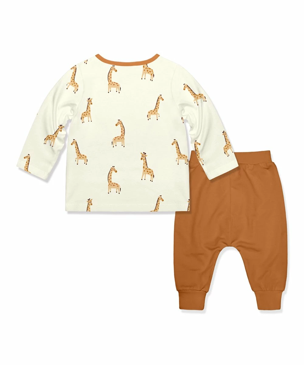 Outlet π Little Millie Cream & Rust Giraffe Button-Snap Tee & Rust Joggers - Infant & Toddler For Kids β 3 Outlet π Little Millie Cream & Rust Giraffe Button-Snap Tee & Rust Joggers - Infant & Toddler For Kids β - Image 3