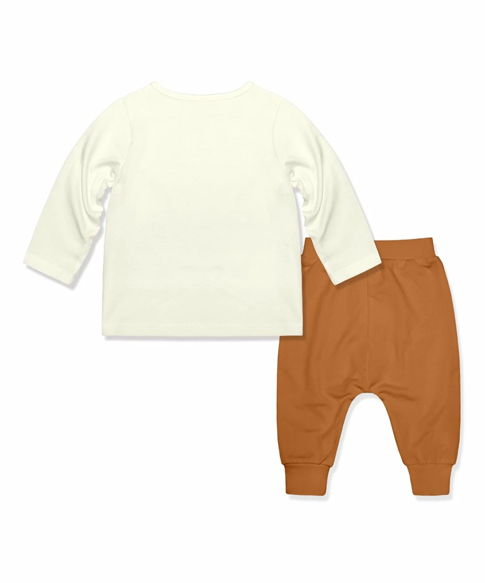 Flash Sale β€οΈ Little Millie Cream & Rust Turkey Button-Snap Tee & Brown Joggers - Infant For Kids π 3 Flash Sale β€οΈ Little Millie Cream & Rust Turkey Button-Snap Tee & Brown Joggers - Infant For Kids π - Image 3