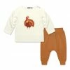 Flash Sale ❤️ Little Millie Cream & Rust Turkey Button-Snap Tee & Brown Joggers - Infant For Kids 😀
