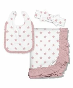 Deals 😉 Little Millie White & Pink Stars Ruffle-Trim Blanket Set For Baby & Maternity 🥰