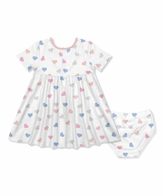 Discount π Little Millie White & Pink Hearts Short-Sleeve A-Line π Dress & Diaper Cover - Infant & Toddler For Kids π 3 Discount π Little Millie White & Pink Hearts Short-Sleeve A-Line π Dress & Diaper Cover - Infant & Toddler For Kids π - Image 3