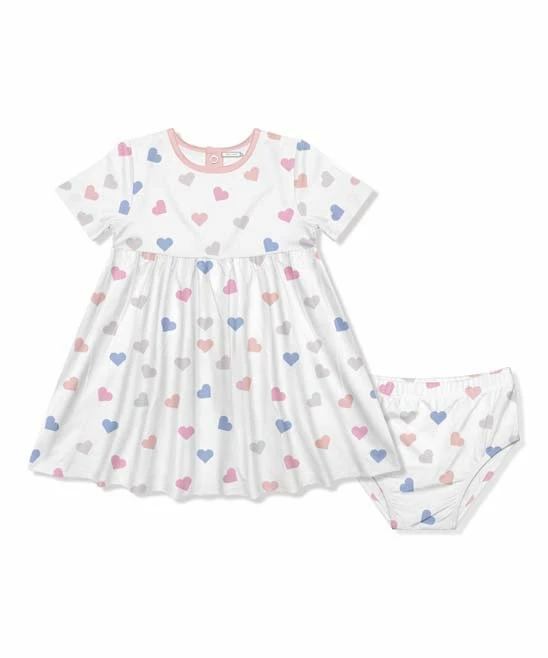 Discount π Little Millie White & Pink Hearts Short-Sleeve A-Line π Dress & Diaper Cover - Infant & Toddler For Kids π 1 Discount π Little Millie White & Pink Hearts Short-Sleeve A-Line π Dress & Diaper Cover - Infant & Toddler For Kids π