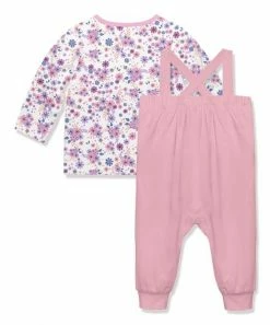 Discount 🥰 Little Millie Dusty Pink & Lilac Flower Long-Sleeve Top & Ruffle Overalls - Infant & Toddler For Kids ✨ -Little Millie-shop zu107500355 alt 3 tm1660240698