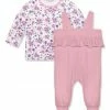 Discount 🥰 Little Millie Dusty Pink & Lilac Flower Long-Sleeve Top & Ruffle Overalls - Infant & Toddler For Kids ✨
