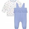 Wholesale 🛒 Little Millie White & Periwinkle Hearts Long-Sleeve Top & Ruffle Overalls - Infant & Toddler For Kids 🌟