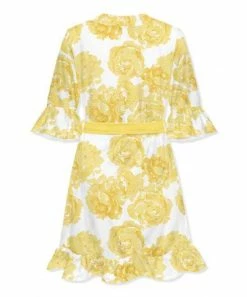 Best reviews of ⌛ Little Millie White & Yellow Rose Ruffle-Hem Robe - 👩 Women 🥰 -Little Millie-shop zu107500370 alt 2 tm1660240698