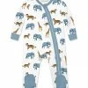 Hot Sale ✨ Little Millie White & Blue Animals Long-Sleeve Footie - Infant For Baby & Maternity 👏