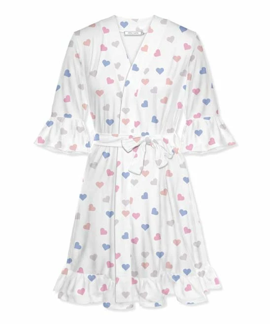Cheapest π Little Millie White & Pink Hearts Ruffle-Hem Robe - π© Women π₯ 1 Cheapest π Little Millie White & Pink Hearts Ruffle-Hem Robe - π© Women π₯