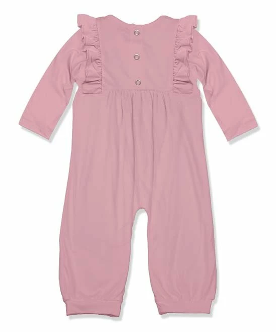 Best Pirce π Little Millie Dusty Pink Ruffle-Accent Long-Sleeve Playsuit - Infant For Baby & Maternity π 3 Best Pirce π Little Millie Dusty Pink Ruffle-Accent Long-Sleeve Playsuit - Infant For Baby & Maternity π - Image 3