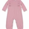 Best Pirce 🎁 Little Millie Dusty Pink Ruffle-Accent Long-Sleeve Playsuit - Infant For Baby & Maternity 🎁