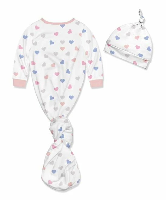 Best deal π Little Millie White & Pink Hearts Knotted Gown & Knot-Tie Beanie - Infant For Baby & Maternity π 3 Best deal π Little Millie White & Pink Hearts Knotted Gown & Knot-Tie Beanie - Infant For Baby & Maternity π - Image 3