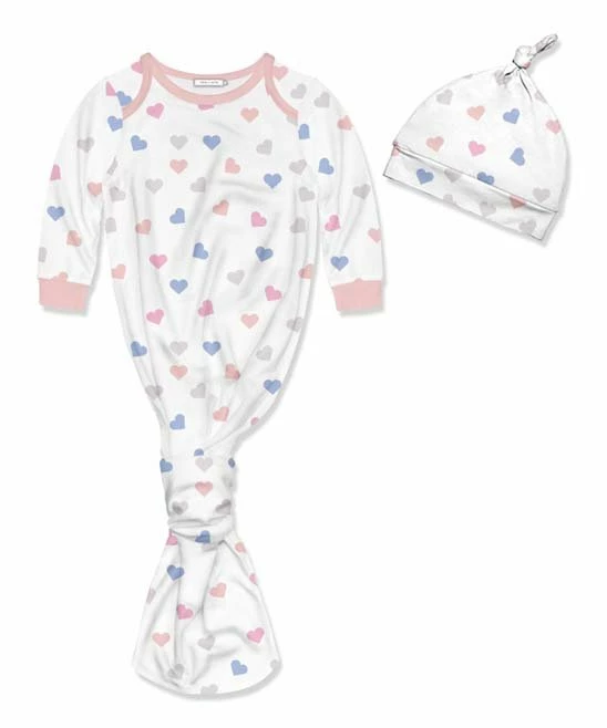 Best deal π Little Millie White & Pink Hearts Knotted Gown & Knot-Tie Beanie - Infant For Baby & Maternity π 1 Best deal π Little Millie White & Pink Hearts Knotted Gown & Knot-Tie Beanie - Infant For Baby & Maternity π