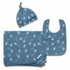Outlet 🌟 Little Millie Dusty Blue & White Airplane Knot-Tie Beanie Set - Infant For Baby & Maternity 👍