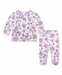 Cheapest 🔔 Little Millie White & Lilac Meadow Flower Button-Snap Top & Footie Pants - Infant For Baby & Maternity ✔️