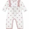 Hot Sale 👍 Little Millie White & Pink Stars Ruffle-Accent Long-Sleeve Playsuit - Infant For Baby & Maternity ❤️
