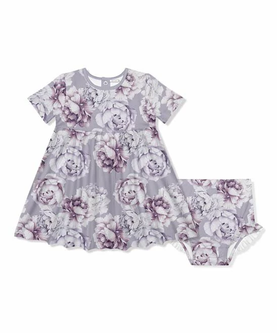 Budget π Little Millie Purple Gray Rose Short-Sleeve A-Line π Dress & Diaper Cover - Infant & Toddler For Kids 𧨠1 Budget π Little Millie Purple Gray Rose Short-Sleeve A-Line π Dress & Diaper Cover - Infant & Toddler For Kids π§¨