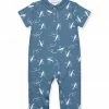 Hot Sale 🧨 Little Millie Dusty Blue & White Airplane Collared Short-Sleeve Playsuit - Infant For Baby & Maternity 🤩