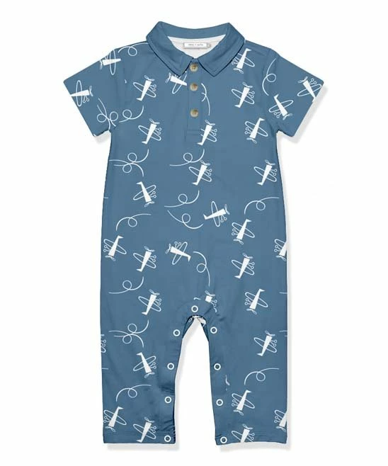 Hot Sale 𧨠Little Millie Dusty Blue & White Airplane Collared Short-Sleeve Playsuit - Infant For Baby & Maternity π€© 1 Hot Sale 𧨠Little Millie Dusty Blue & White Airplane Collared Short-Sleeve Playsuit - Infant For Baby & Maternity π€©