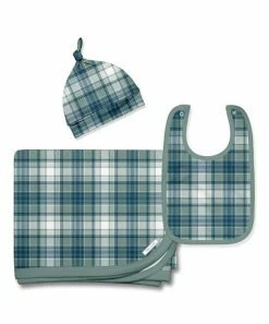 Discount ✨ Little Millie Green & White Plaid Knot-Tie Beanie Set - Infant For Baby & Maternity 😀